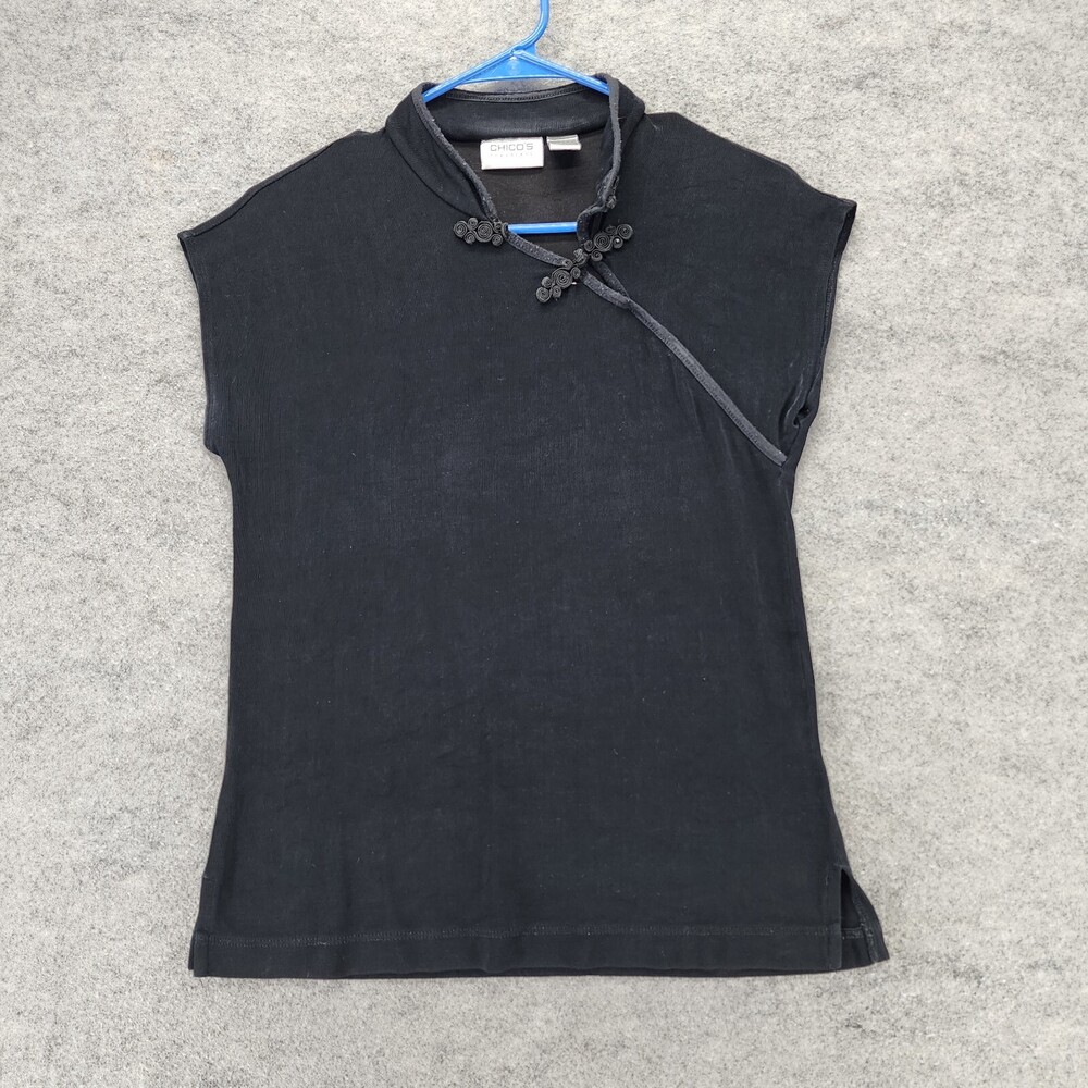 Chicos Travelers Shirt Womens 0 US Small Black